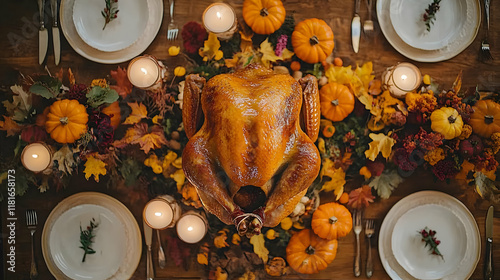 Roasted Turkey Sits on Tabl...