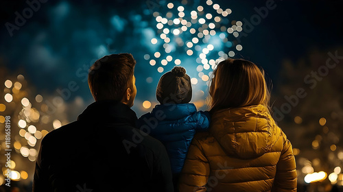 Family Watches Fireworks Di...