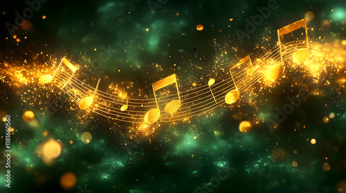 Golden Music Notes Dance on...