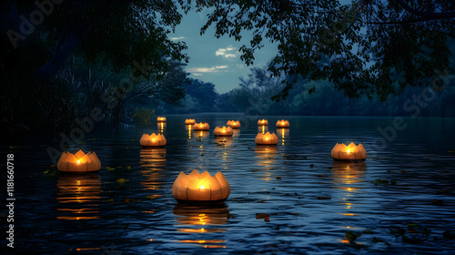 Floating Lotus Lanterns Ill...
