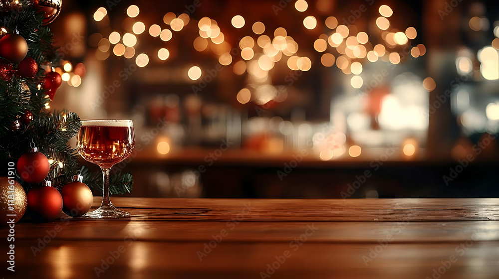 Christmas Drink Sparkles Warmly by Festive Tree with Golden Ornaments Christmas Drink Sparkles Warmly by Festive Tree with Golden Ornaments