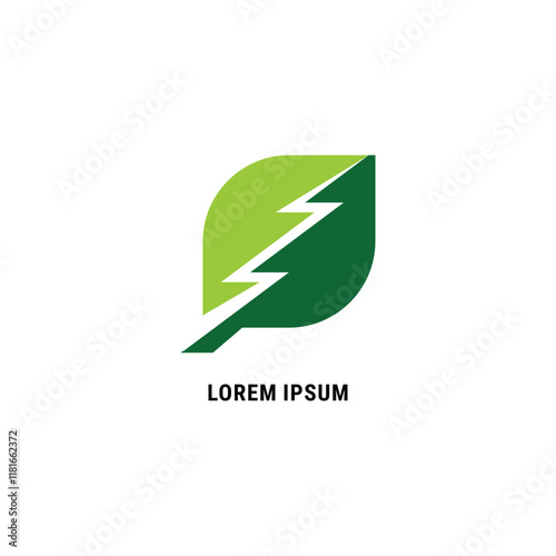 combination of leaves and lightning logo