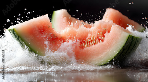 Watermelon Slices Splashing...
