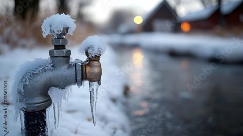 Frozen Pipe Drips Icicles i...