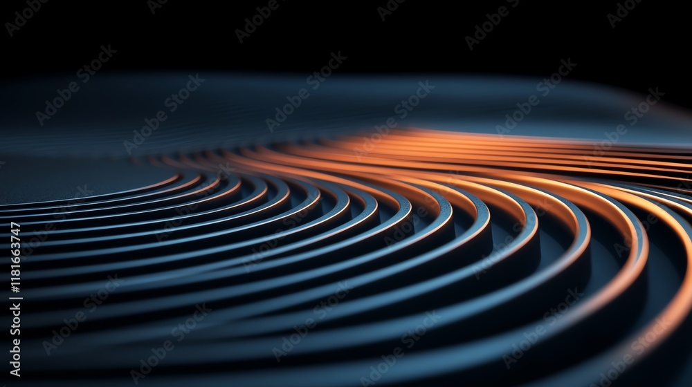 Abstract curves with dynamic glowing lines.