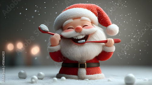 Jolly Figure Brushes Teeth ...