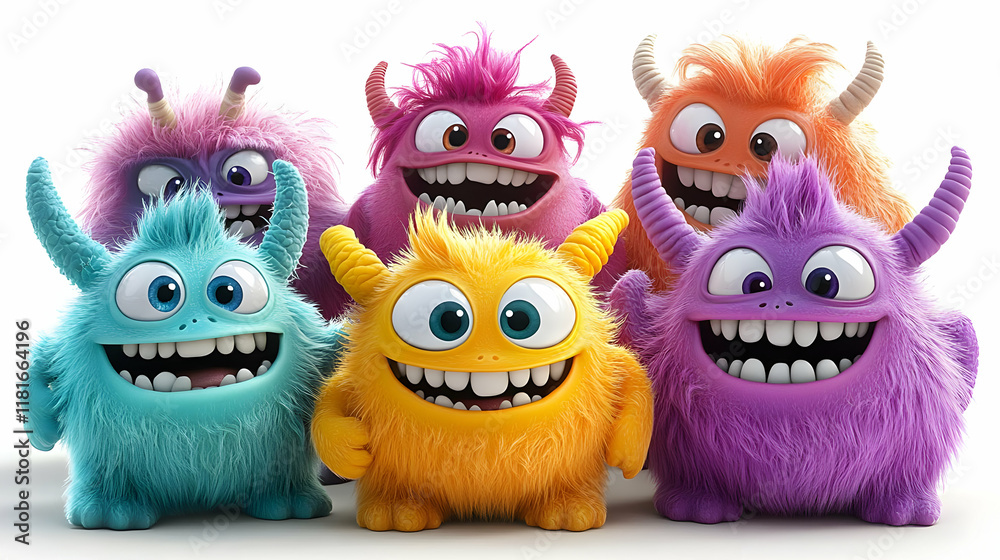 Fluffy Monsters Smile and Gather Joyfully Together Fluffy Monsters Smile and Gather Joyfully Together