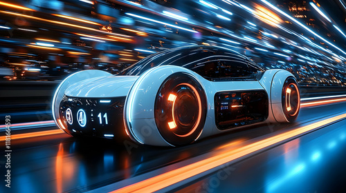 Futuristic Car Speeds Throu...
