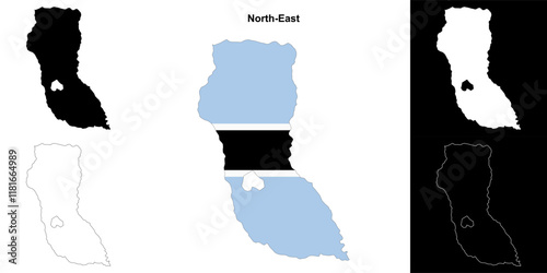 North-East district outline map set