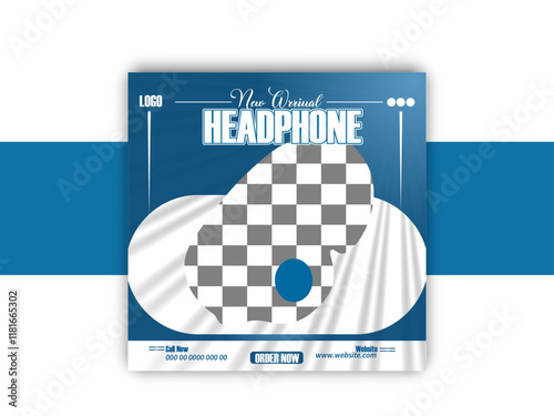 new arrival headphone social media post design