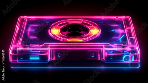 Neon Cassette Tape Glows Vi...