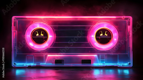 Cassette Tape Glows with Ne...