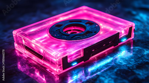 Cassette Tape Glows with Ne...