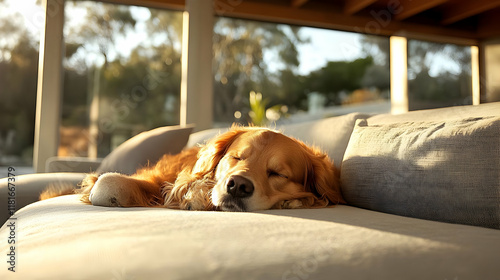 Golden Retriever Dog Sleeps...