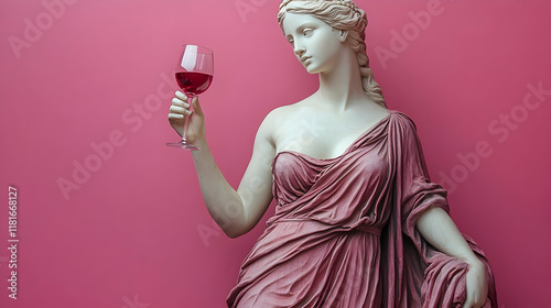 Statue Holds Wineglass, Pin...