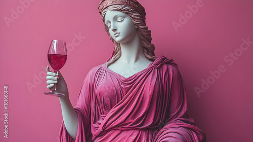 Statue Holds Wineglass Eleg...