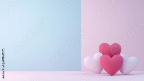 Wallpaper Mural Pastel Pink and White Hearts on a Two Tone Background Valentine s Day Love Romance Torontodigital.ca