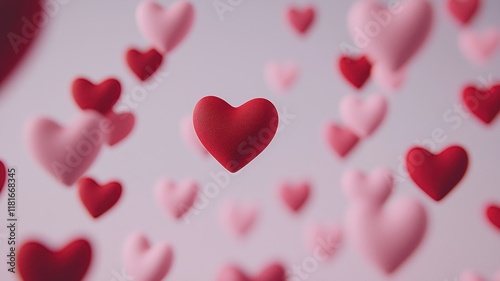 Romantic Red and Pink Hearts Floating Valentine s Day Background Love Concept