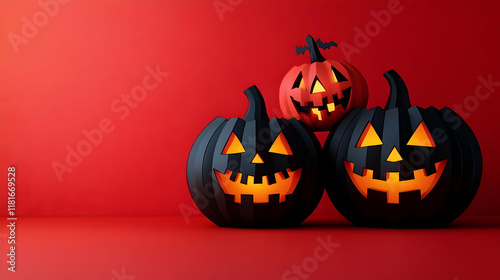 Spooky Pumpkins Glow on Red...