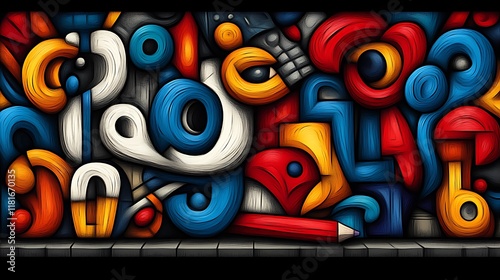 Vibrant Abstract Doodle Art: A Colorful, Whimsical, and Energetic Composition