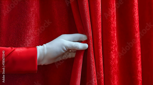 Hand Opens Red Curtain, Rev...