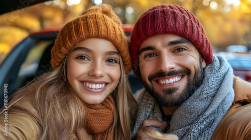 Couple Smiles for Selfie in...