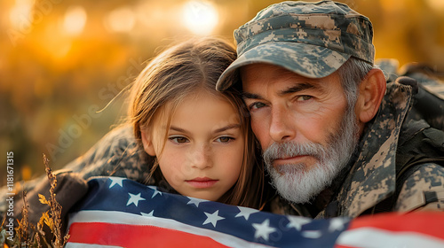 Soldier and Child Embrace N...