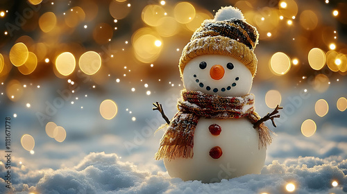 Snowman Smiles in Winter Wo...