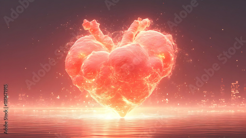 Glowing Heart Shines Above ...