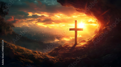 Cross Stands Tall at Sunris...