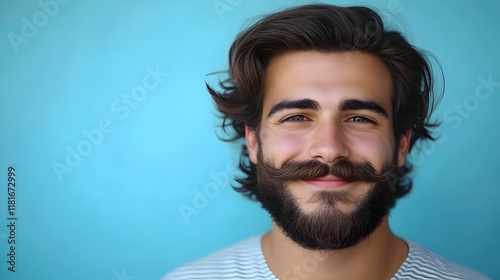 Man Smiles with Stylish Mus...