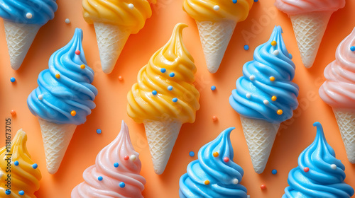 Colorful Ice Cream Cones De...