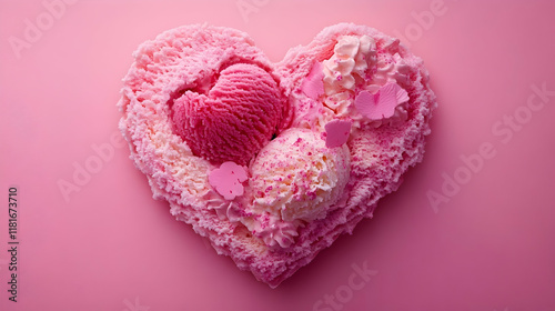 Pink Ice Cream Heart Shaped...