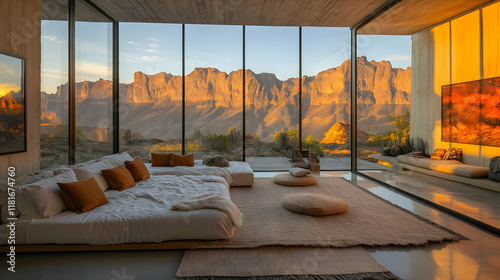 Desert Home Decor Inspires Tranquility with Scenic Mountain Views