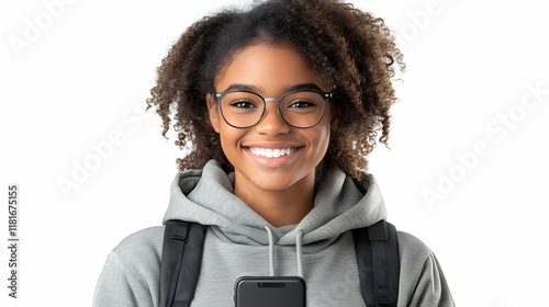 Student Smiles with Phone &...