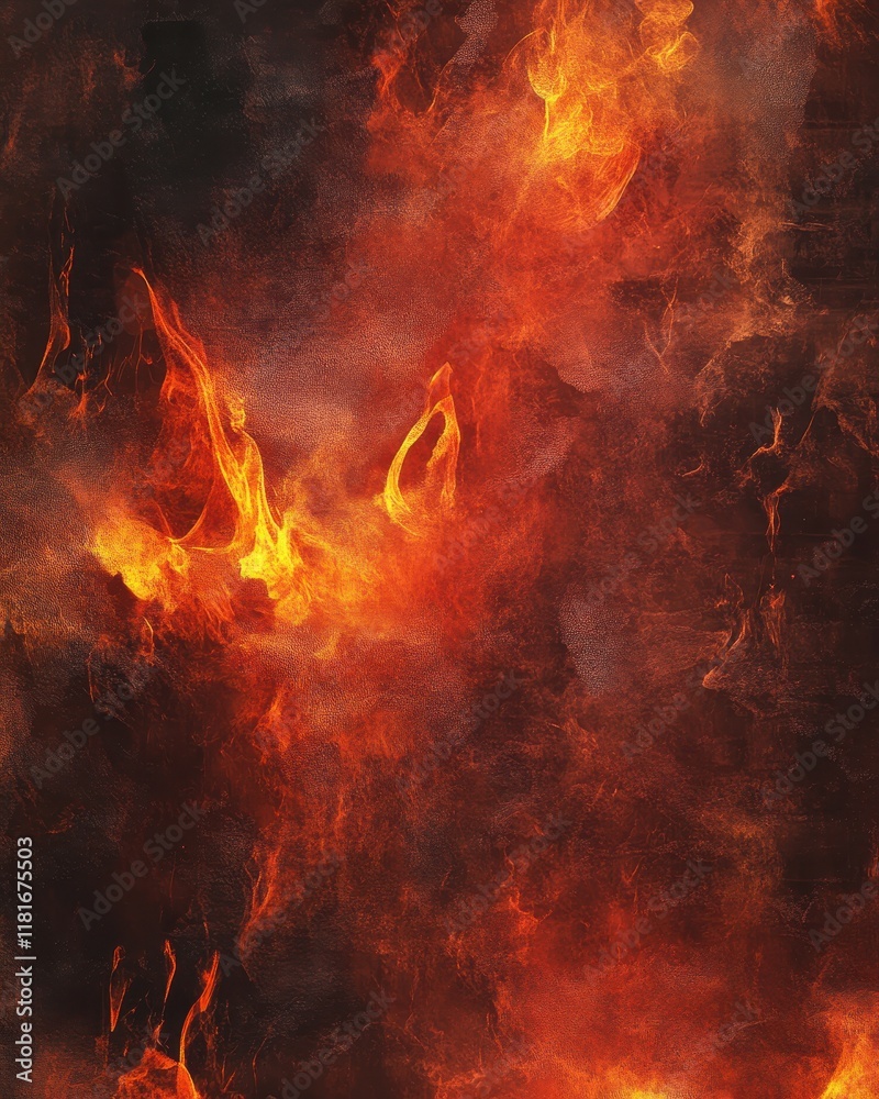 Fototapeta premium Fiery Abstract Texture with Intense Flames and Smoldering Depths, Ideal for Dramatic Backgrounds.