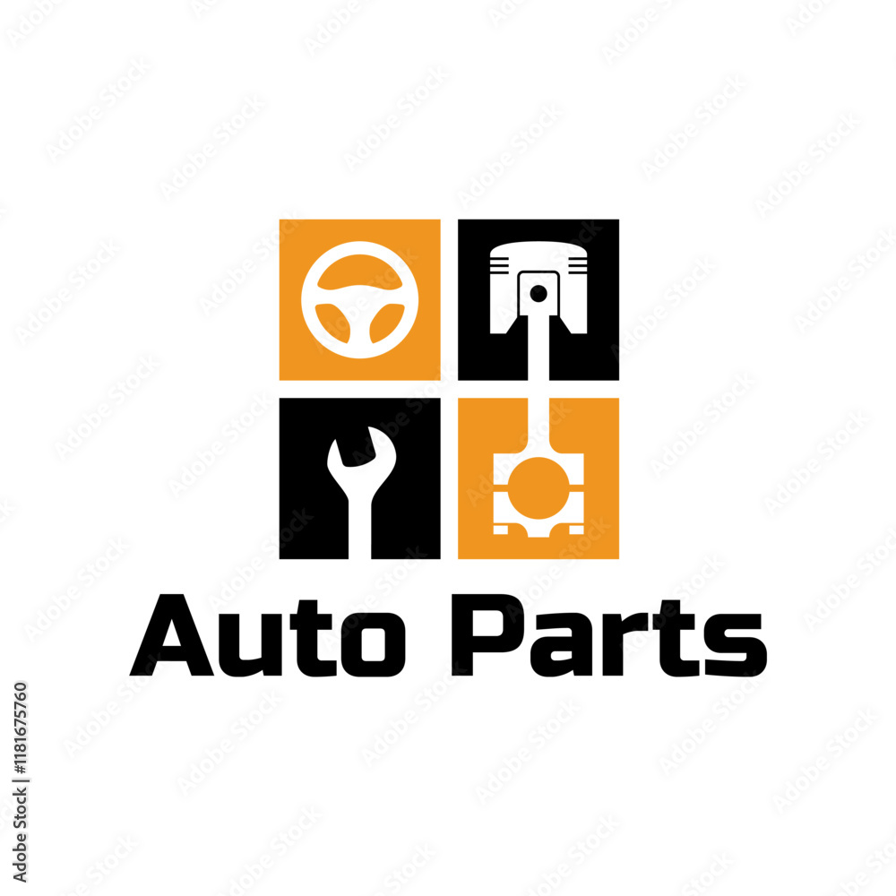 Auto parts logo design. Automotive parts, automobile repairing car, vector design and illustration