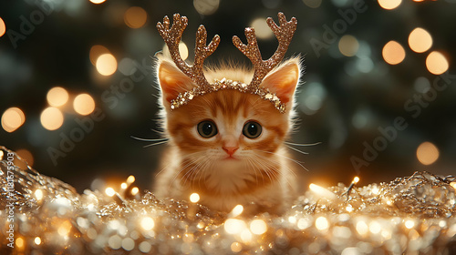 Cute Kitten Celebrates Wint...
