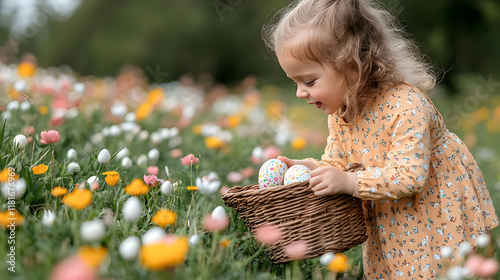 Child Collects Colorful Egg...