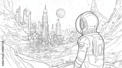 Wallpaper Mural Astronaut exploring space coloring sheet for kids  Torontodigital.ca