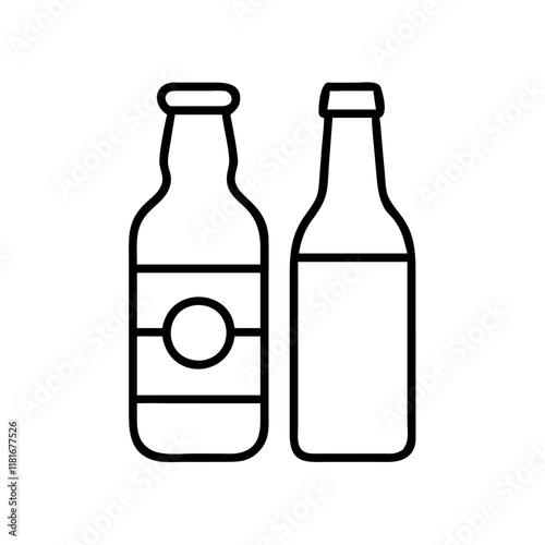 beer bottle icon, drinks line art, drinks vector - simple black line art icon of beer bottle perfect for logos, and drinks-themed designs.