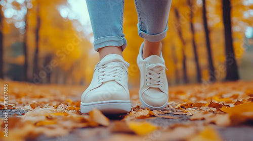 Autumn Walk: Feet Stepping ...