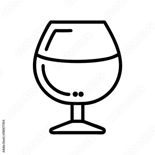 brandy snifter icon, drinks line art, drinks vector - simple black line art icon of brandy snifter perfect for logos, and drinks-themed designs.