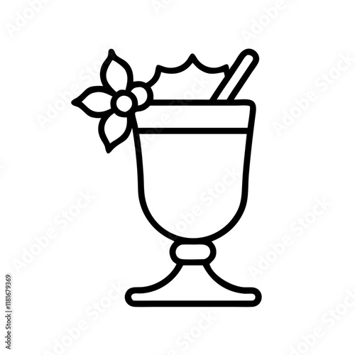 eggnog glass icon, drinks line art, drinks vector - simple black line art icon of eggnog glass perfect for logos, and drinks-themed designs.
