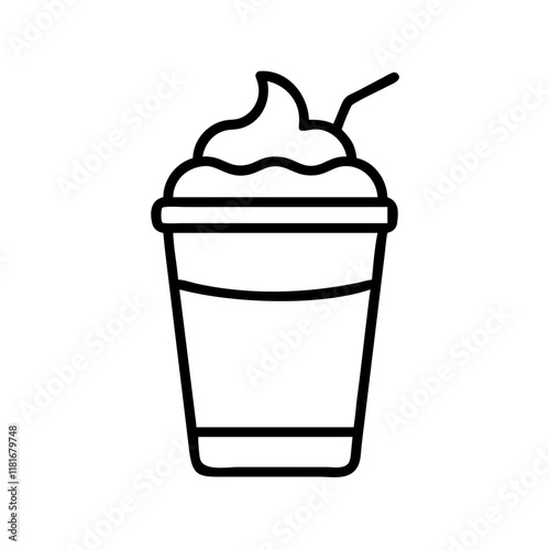 frappuccino icon, drinks line art, drinks vector - simple black line art icon of frappuccino perfect for logos, and drinks-themed designs.