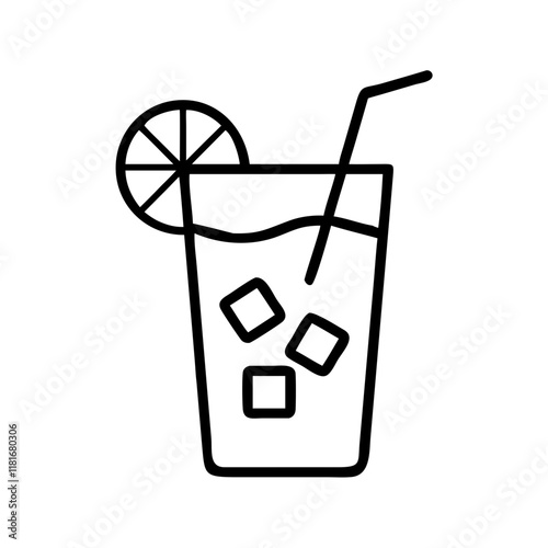 Wallpaper Mural glass of iced lemonade icon, drinks line art, drinks vector - simple black line art icon of glass of iced lemonade perfect for logos, and drinks-themed designs. Torontodigital.ca