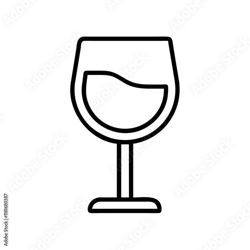 glass of ros icon, drinks line art, drinks vector - simple black line art icon of glass of ros perfect for logos, and drinks-themed designs.