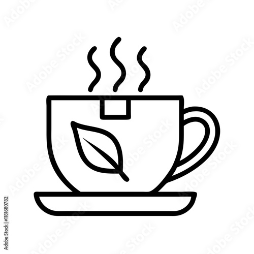 herbal tea icon, drinks line art, drinks vector - simple black line art icon of herbal tea perfect for logos, and drinks-themed designs.