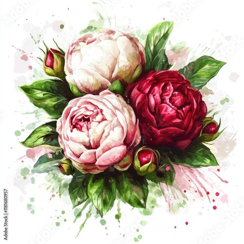 Watercolor Bouquet of Roses