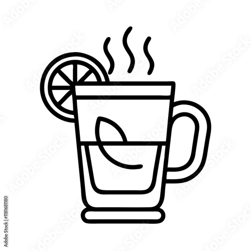 hot toddy icon, drinks line art, drinks vector - simple black line art icon of hot toddy perfect for logos, and drinks-themed designs.